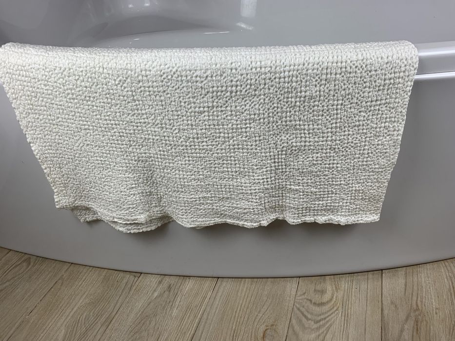 Waffle linen bath towel white 150x90