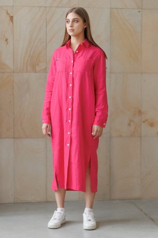 Leiria linen dress fuchsia 42