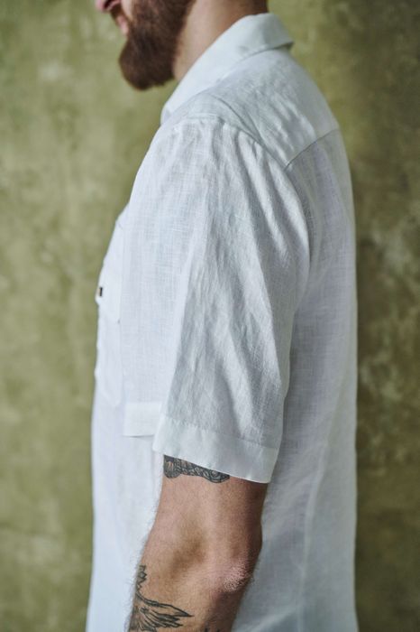 Short sleeve Bristol linen shirt white 46