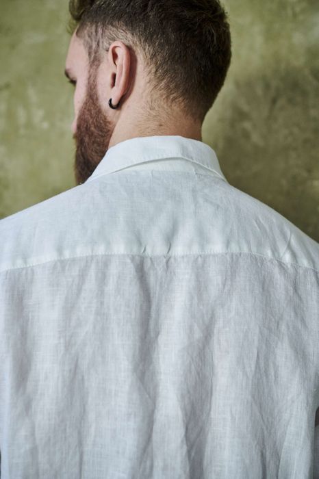 Short sleeve Bristol linen shirt white 46