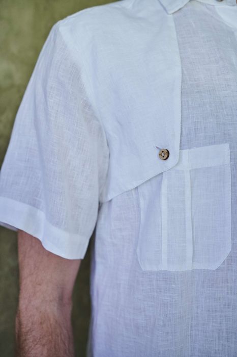 Short sleeve Bristol linen shirt white 46