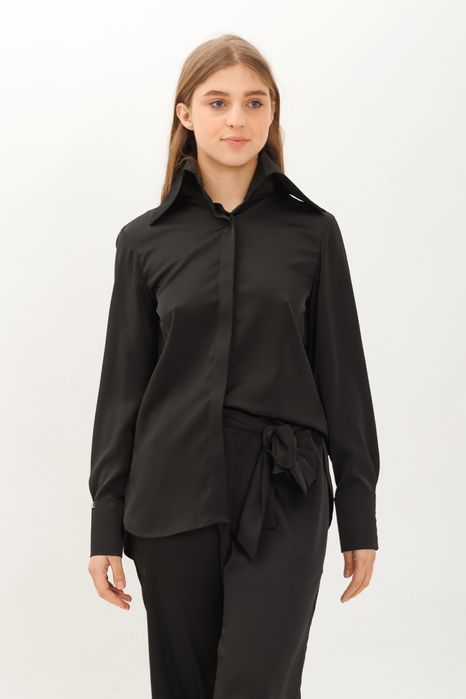 Albany satin shirt black 42