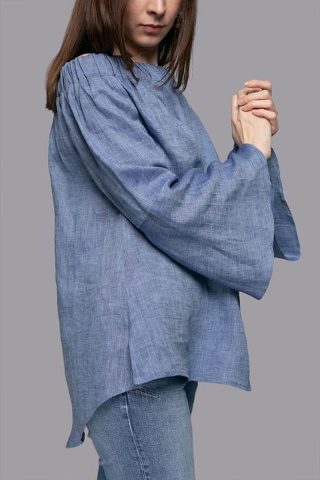 Columbia linen top blue melange 42