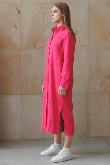 Leiria linen dress fuchsia 42