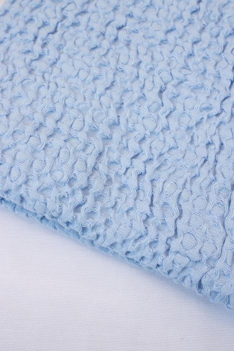 Waffle linen bath towel blue150x90