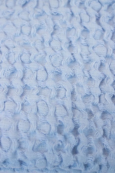 Waffle linen bath towel blue150x90