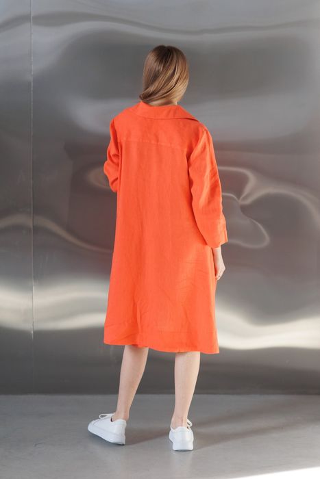 La-Rochelle linen dress coral 42