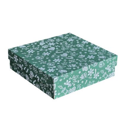 Box 330*330*100 mm New Year's pattern green