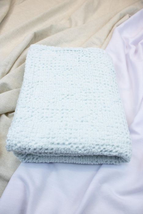 Waffle linen bath towel light blue 150x90