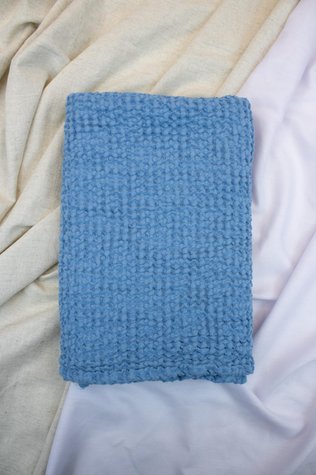 Waffle linen bath towel blue 150x90