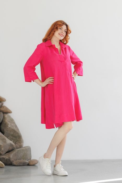 La-Rochelle linen dress fuchsia 42