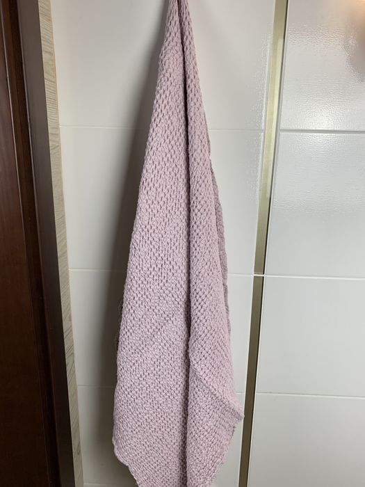 Рушник лляний вафельний ніжно-рожевий 120x75
