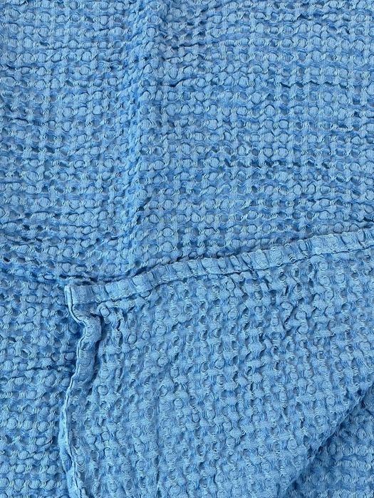 Waffle linen bath towel blue 150x90