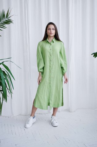 Trento linen dress light green 42