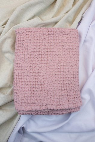 Рушник лляний вафельний пастельно-рожевий 150x90