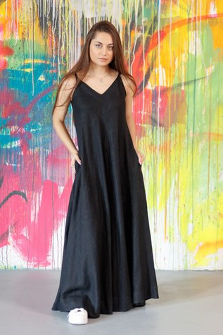 Greensboro linen dress black 42