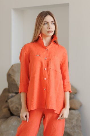 Evora linen shirt coral 42