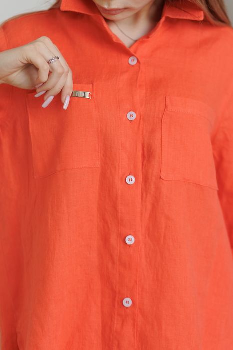 Evora linen shirt coral 42