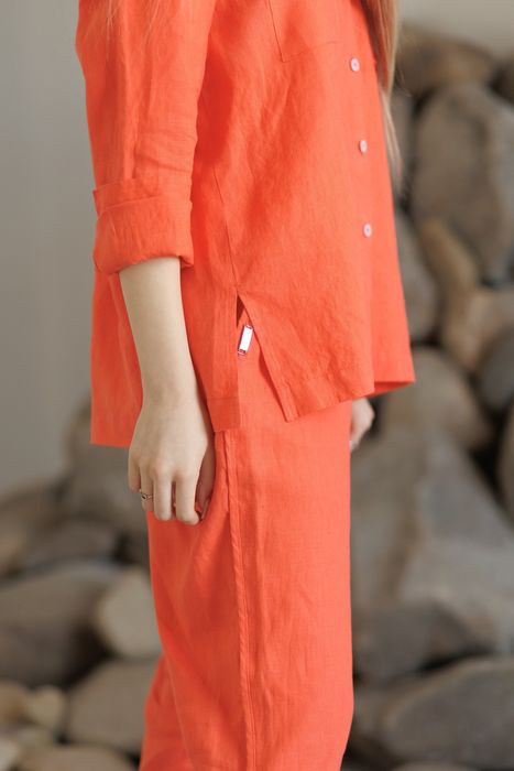 Evora linen shirt coral 42