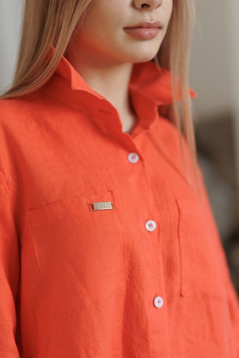 Evora linen shirt coral 42