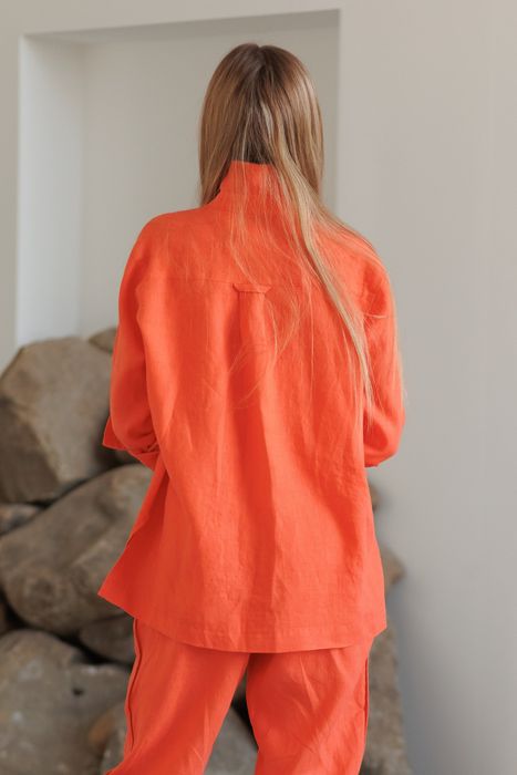 Evora linen shirt coral 42