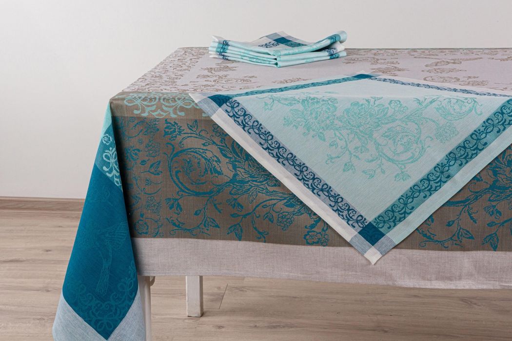 Linen tablecloth set Serenade 250x150