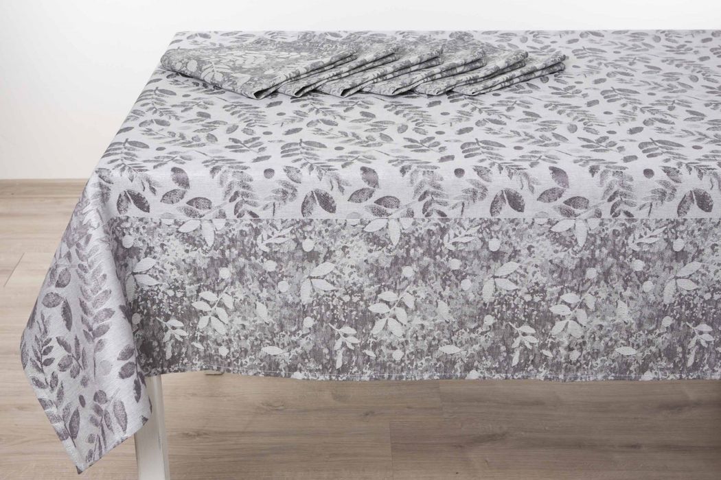 Linen tablecloth set Sonnet gray 250x150