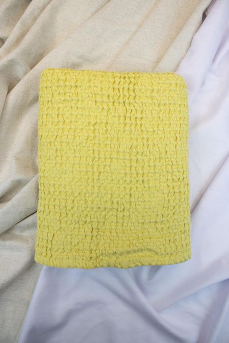 Waffle linen bath towel mustard yellow 150x90