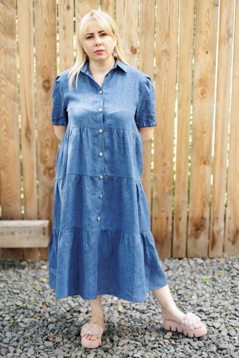 Andria linen dress blue 42