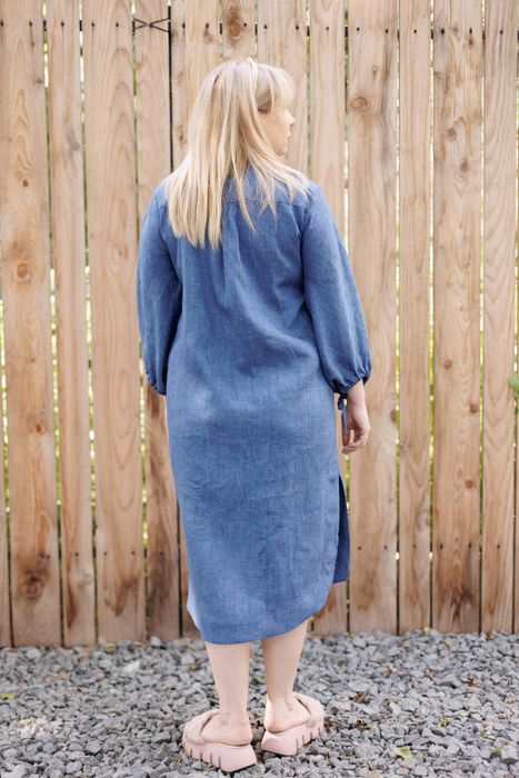 Trento linen dress blue 42