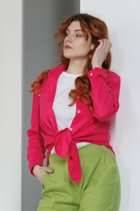 Evora linen shirt fuchsia 42