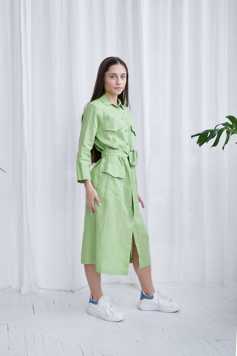 Pescara linen dress light green 42