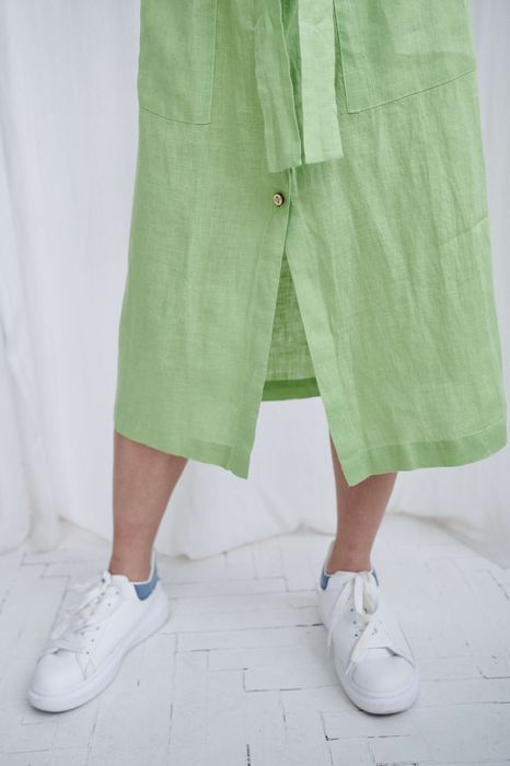 Pescara linen dress light green 42