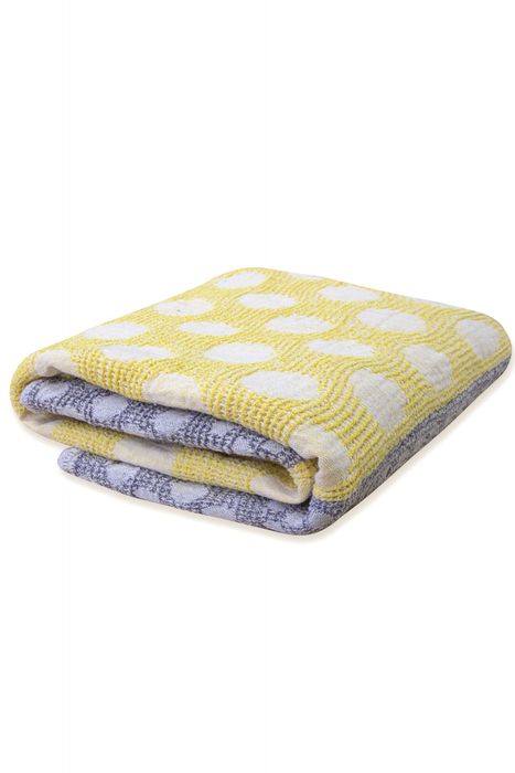 Linen bath towel Circles yellow 145x90