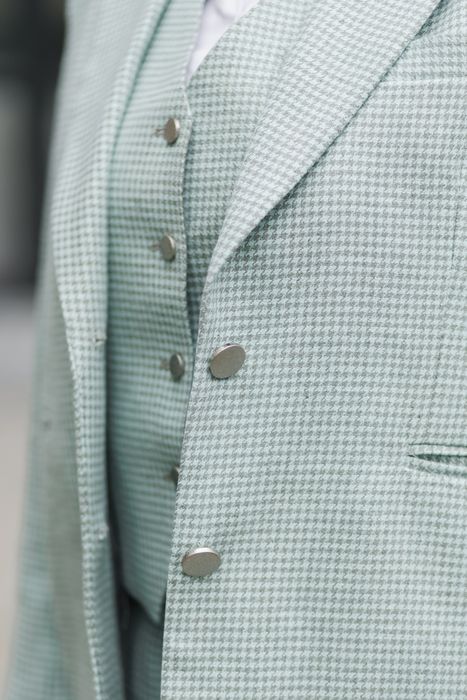 Barcelona linen blazer green houndstooth 42