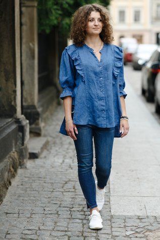 Dundee linen blouse blue 42