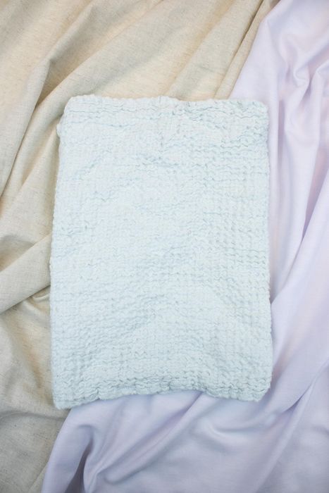 Waffle linen bath towel light blue 50x90