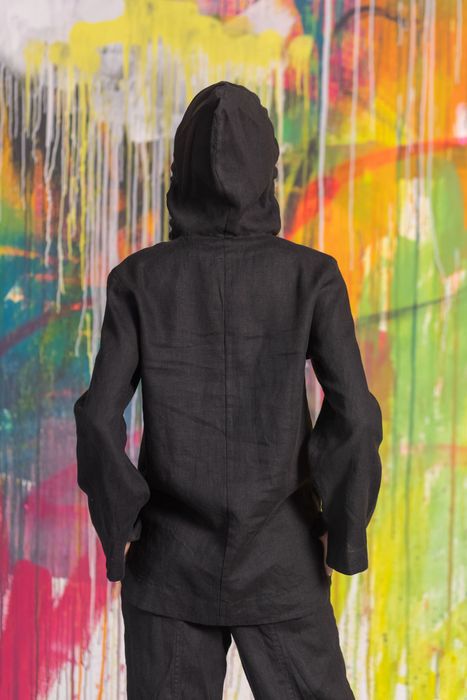 Savannah linen hoodie black 42