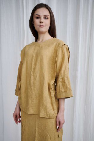 Salerno linen blouse mustard 42