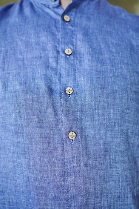 Short sleeve Miami linen shirt blue 46