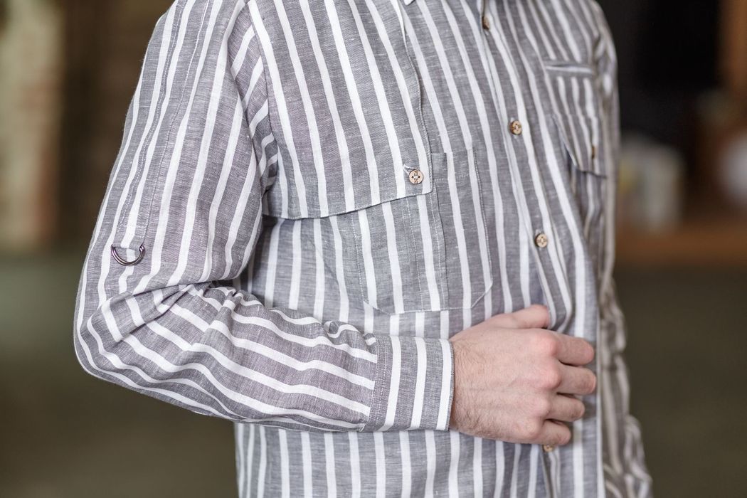 Bristol linen shirt gray stripped 46