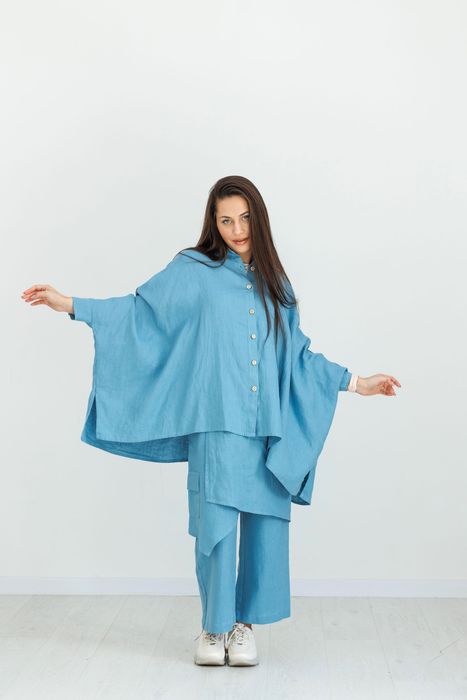 Salinas poncho-shirt blue 42