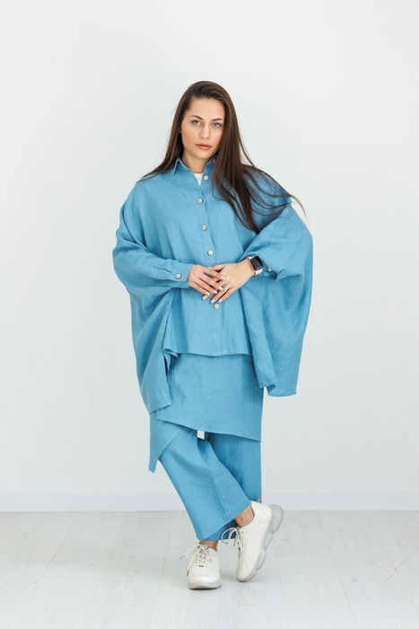 Salinas poncho-shirt blue 42