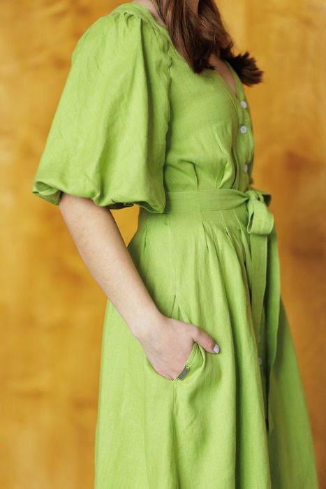 Montgomery linen dress citrone 42