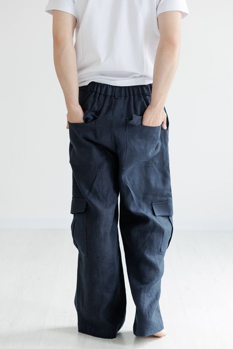 Surabaya linen pants dark blue 46