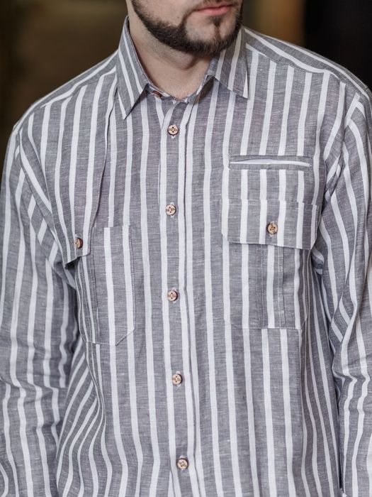 Bristol linen shirt gray stripped 46