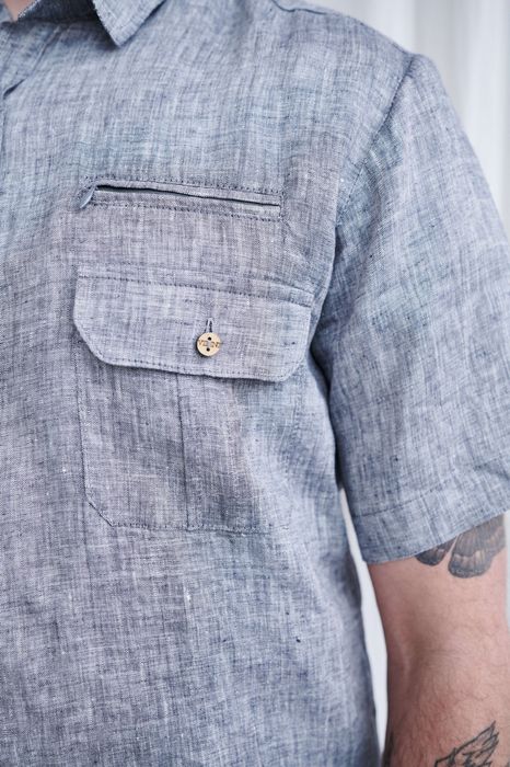 Short sleeve Bristol linen shirt gray 46