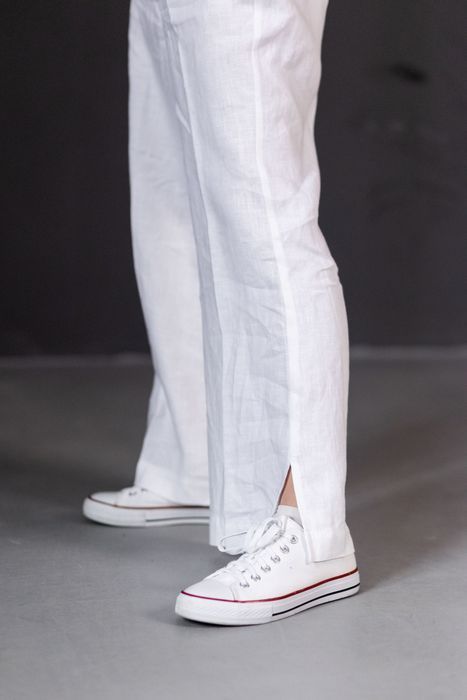 Штани лляні Дентон білий 42 арт. denton_101_42 | Штани VIL'NI Штани лляні Дентон білий 42