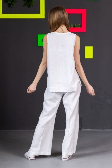 Штани лляні Дентон білий 42 арт. denton_101_42 | Штани VIL'NI Штани лляні Дентон білий 42