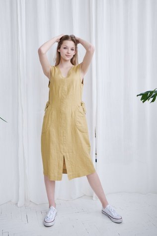 Livorno linen dress mustard 42